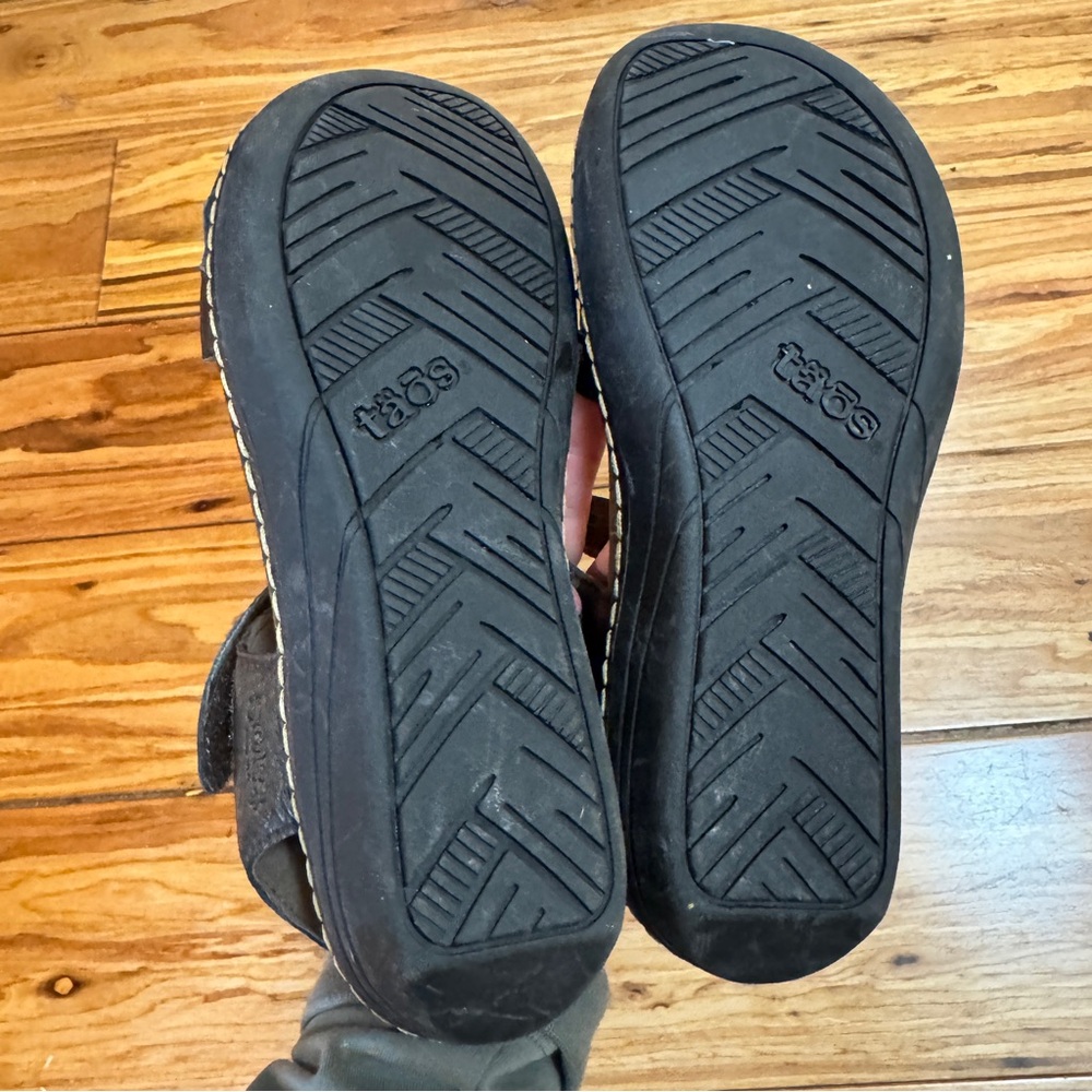 Taos Escape Sandals Women's Size 7 Brown Leather Comfort Wedge Ankle Strap - Picture 7 of 9